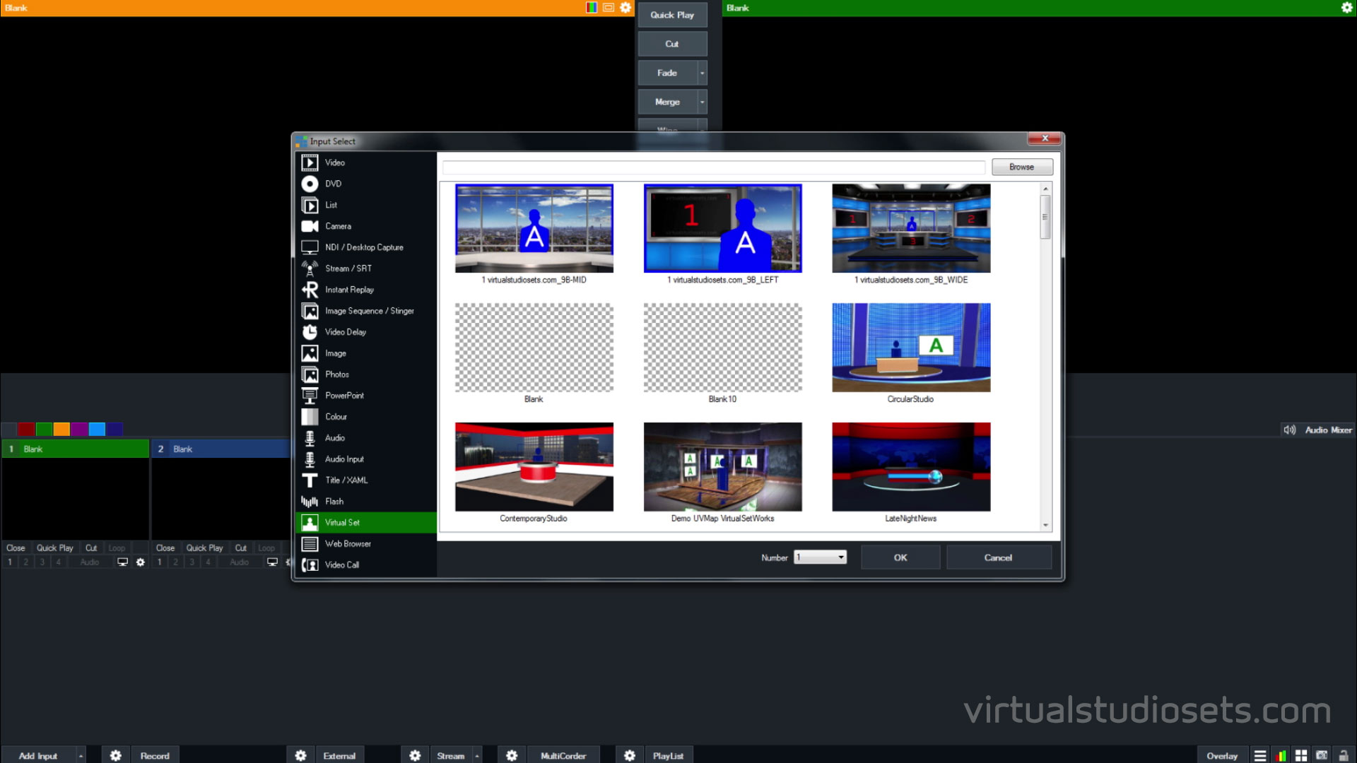 How do I get a vMix virtual set into vMix?
