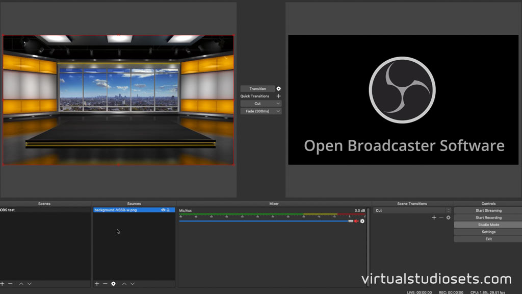 Virtual Studio Set 9 in OBS (Open Broadcaster Software)