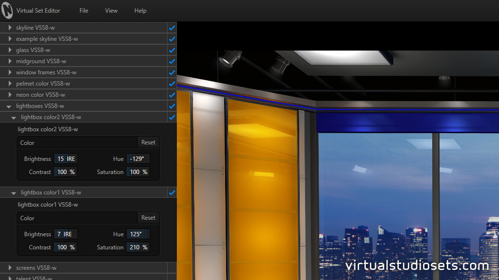 Virtual Set Editor (VSE) from NewTek. Adjusting Brightness. Tutorial from virtualstudiosets.com