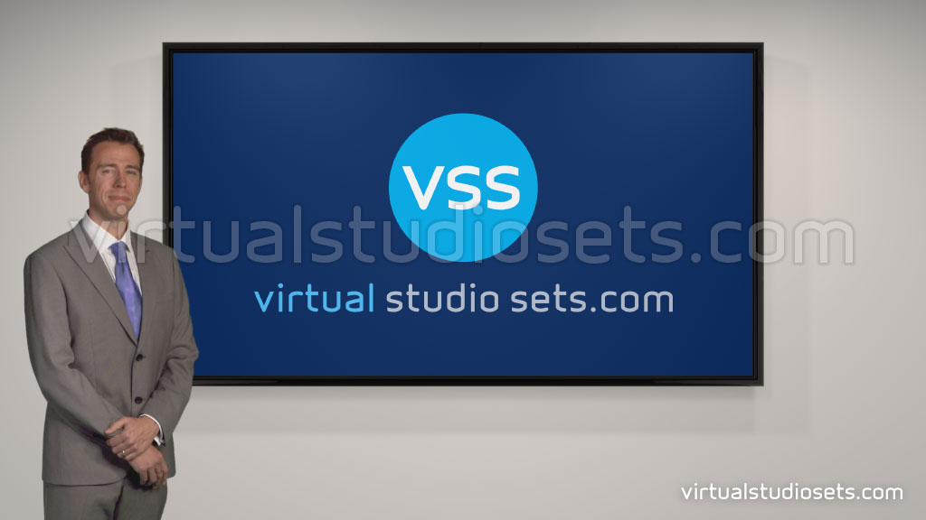 simple office virtual set with big screen