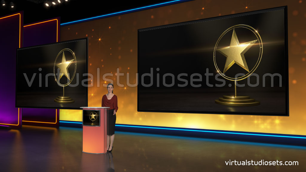 virtual set with awards show on a stage
