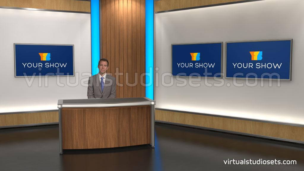 virtual studio set with screens for Zoom