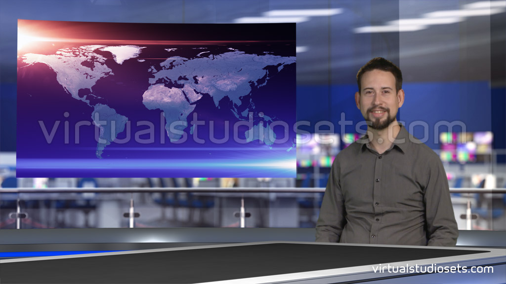 virtual set of a news studio