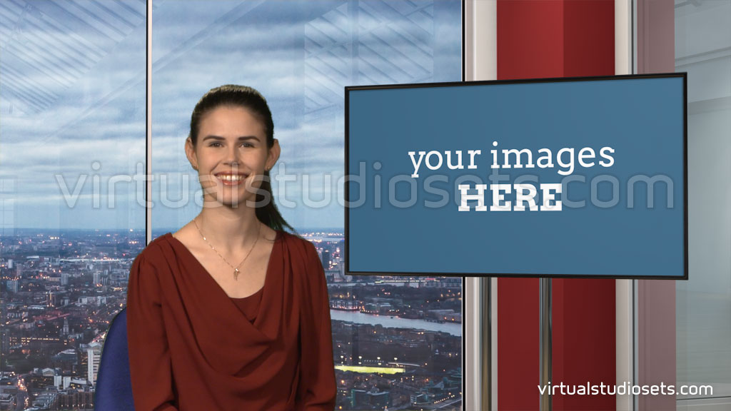 green screened presenter in a virtual set